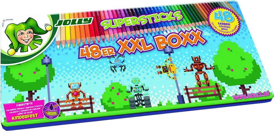 JOLLY Buntstifte Supersticks in XXL Blechbox Retro Games 48er