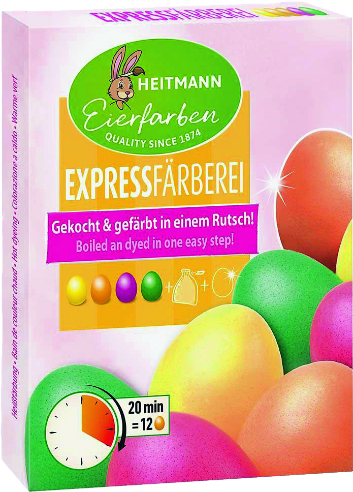 HEITMANN Expressfärberei mit den Farben Gelb, Orange, Pink und Grün