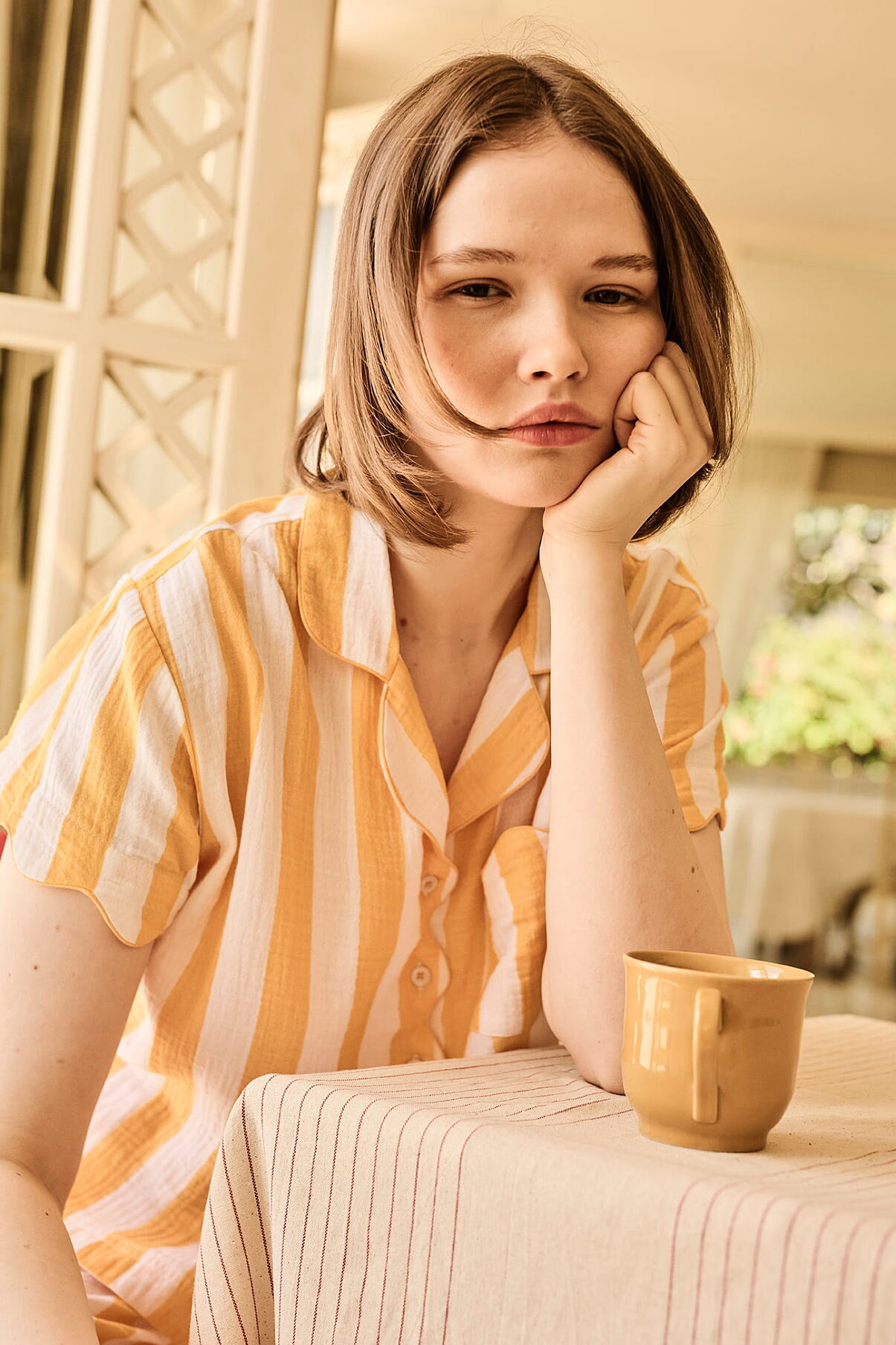 PRIMARK STRIPE PJ TOP YELLOW £12 €14 $18 RON70 PLN60 CZK365