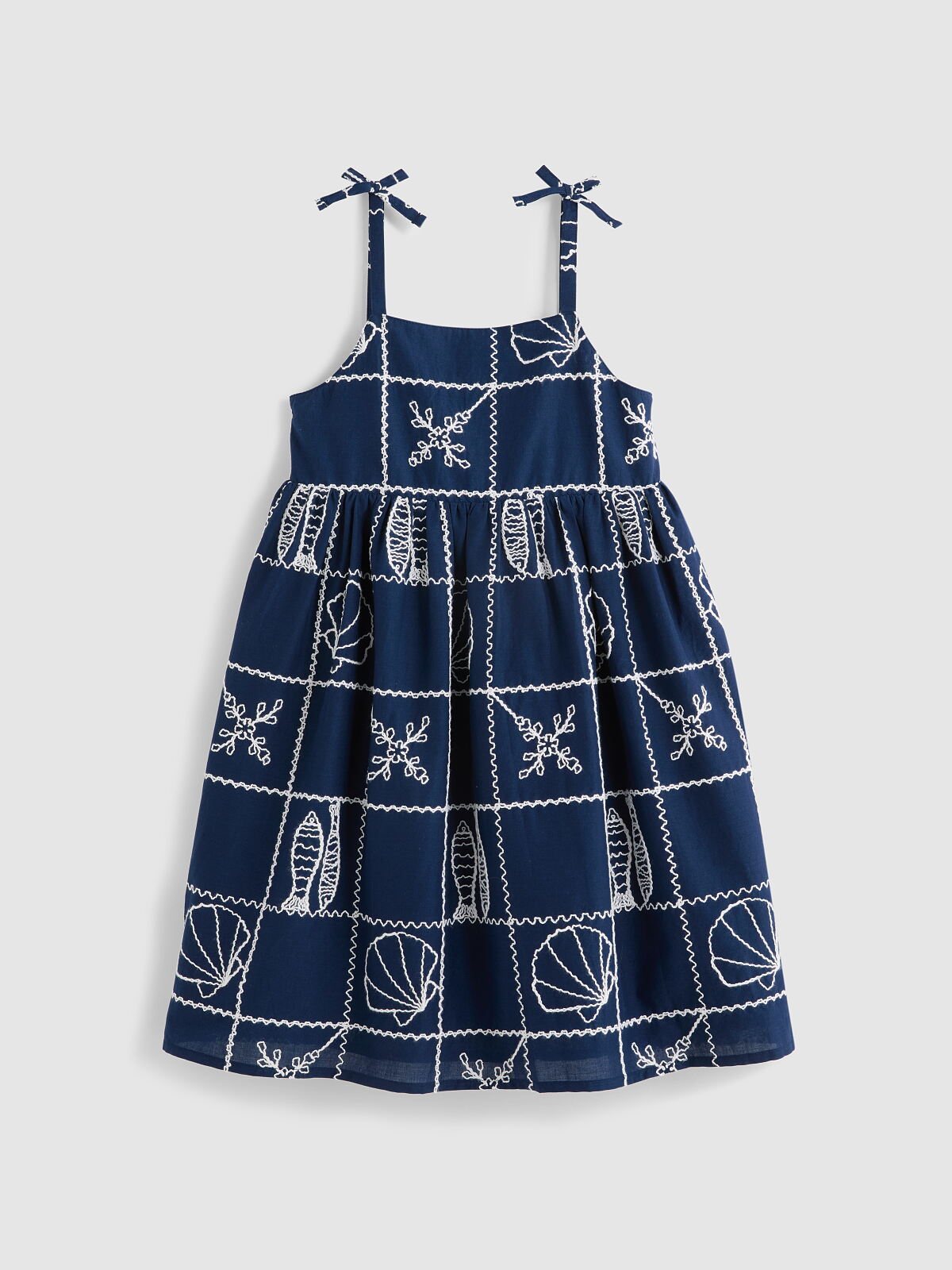 PRIMARK OWNING THE SUMMER EMBROIDERED MIDI DRESS NAVY £10 €13 $18 RON65 PLN55 CZK340