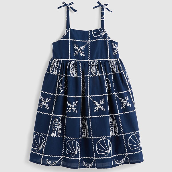PRIMARK OWNING THE SUMMER EMBROIDERED MIDI DRESS NAVY £10 €13 $18 RON65 PLN55 CZK340