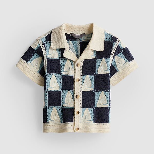 PRIMARK OWNING THE SUMMER BOAT KNIT SHIRT NAVY £9 €12 $16 RON55 PLN50 CZK300
