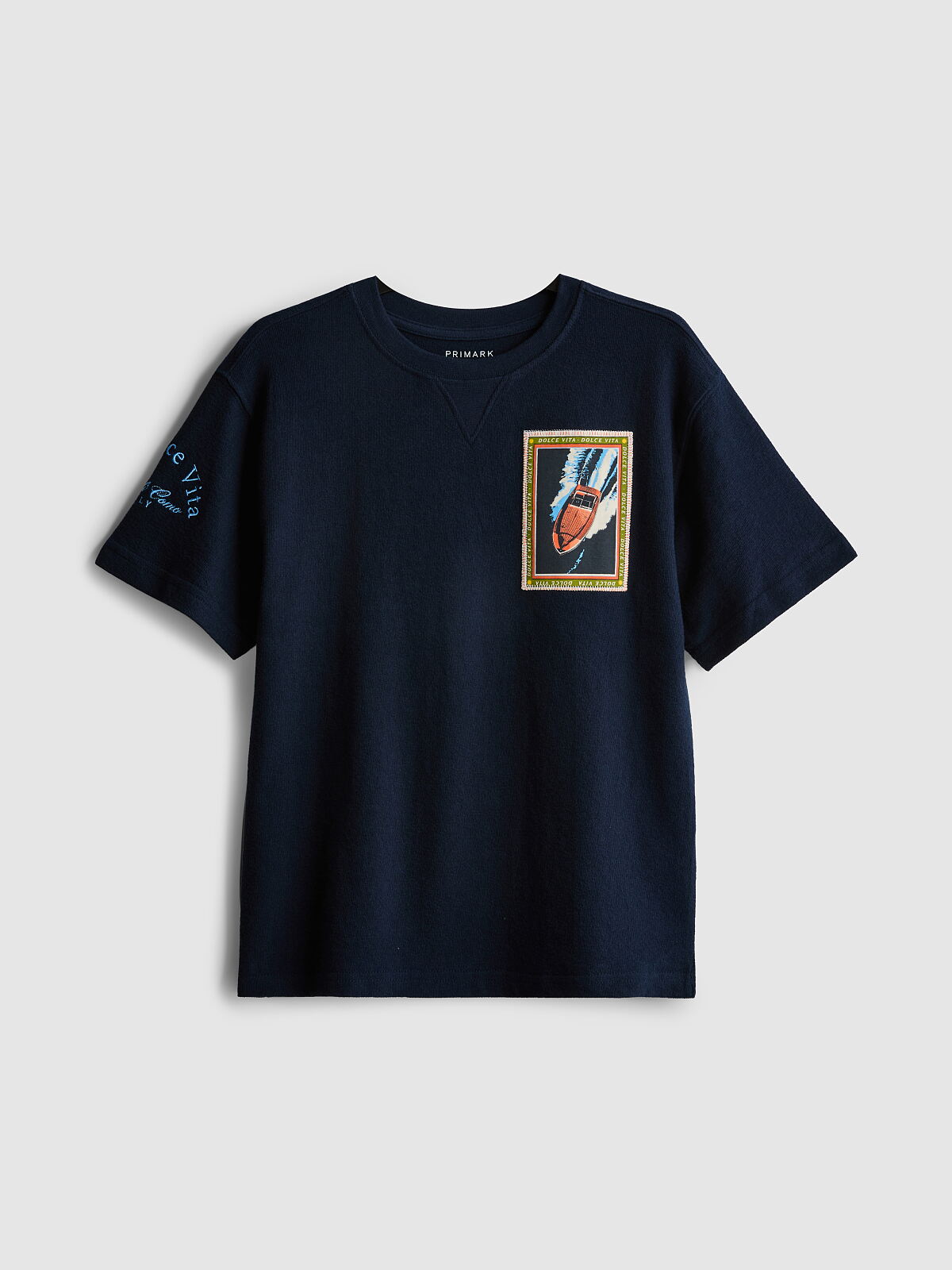 PRIMARK LA DOLCE VITA TEE NAVY £7 €10 $14 RON50 PLN43 CZK260