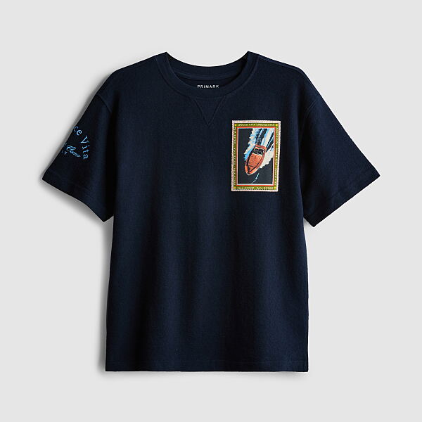 PRIMARK LA DOLCE VITA TEE NAVY £7 €10 $14 RON50 PLN43 CZK260