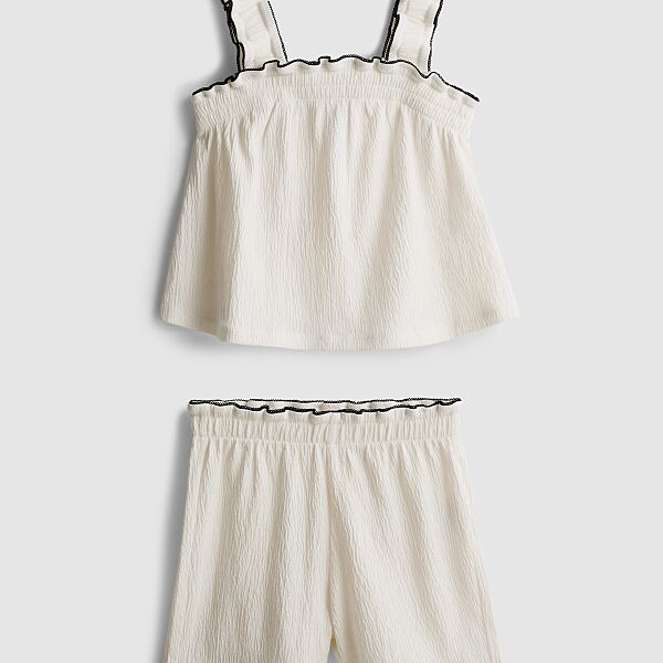 PRIMARK CRINKLE SHORT SET WHITE £6 €8 $12 RON40 PLN34 CZK210