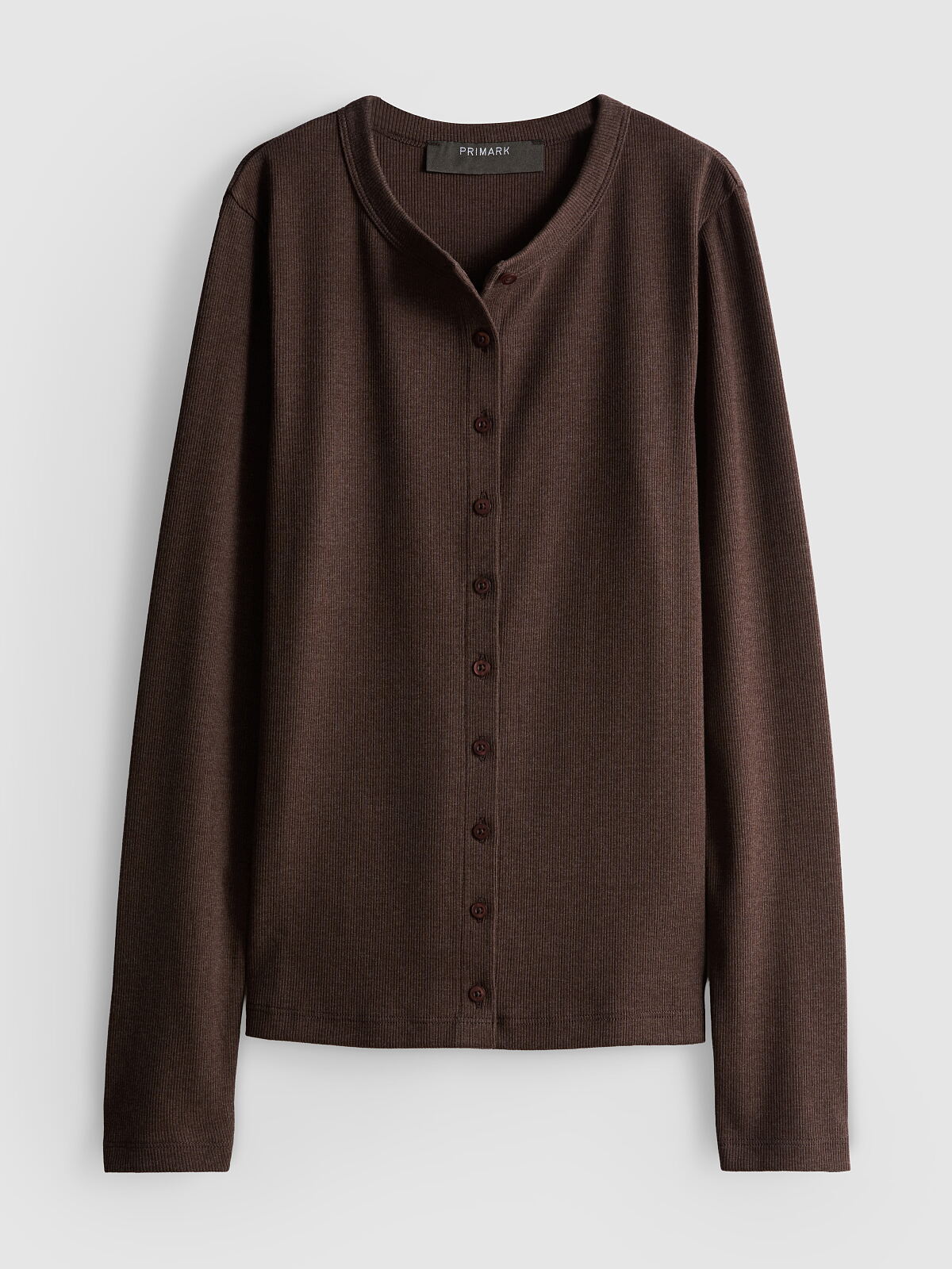 PRIMARK BUTTON DOWN TOP BROWN £7 €9 NE€10 �13 RON44 PLN39 CZK235