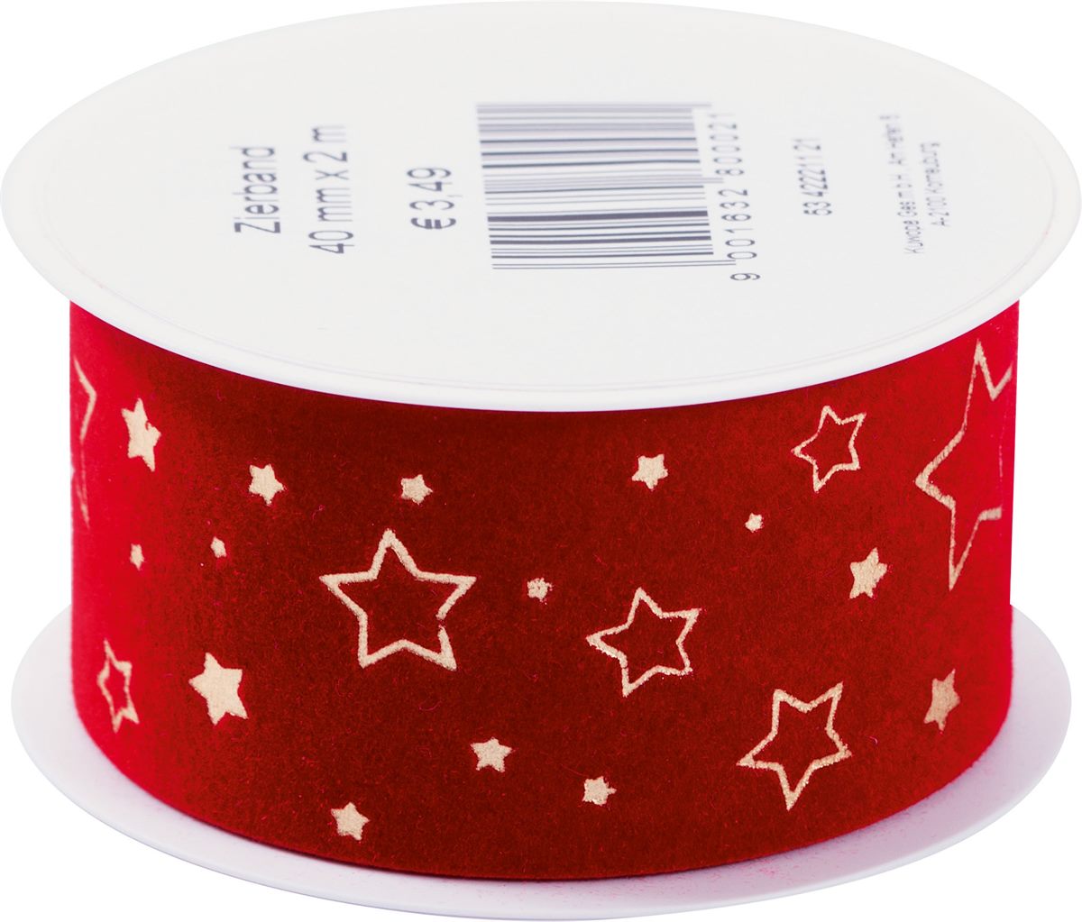 LIBRO_Zierband 40 mmx2m rot gold Sterne_€3,49