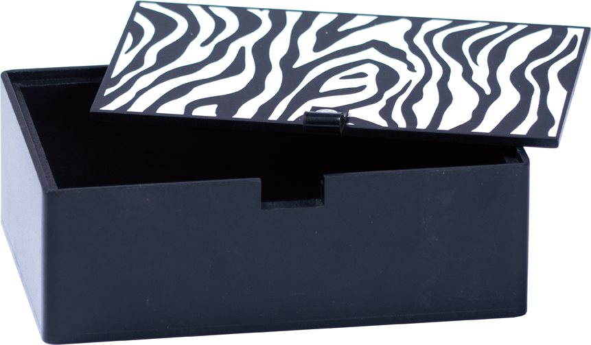 LIBRO_Box mit Deckel Zebra_offen, 15x10x5 cm_€ 4,99