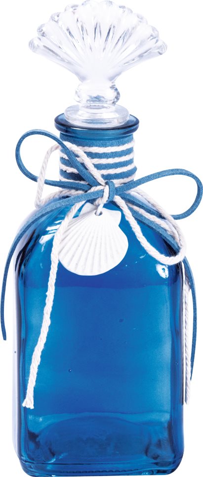 LIBRO_Dekoglasflasche mit Motivstöpsel_blau Muschel_19 x 6 cm_€ 3,49