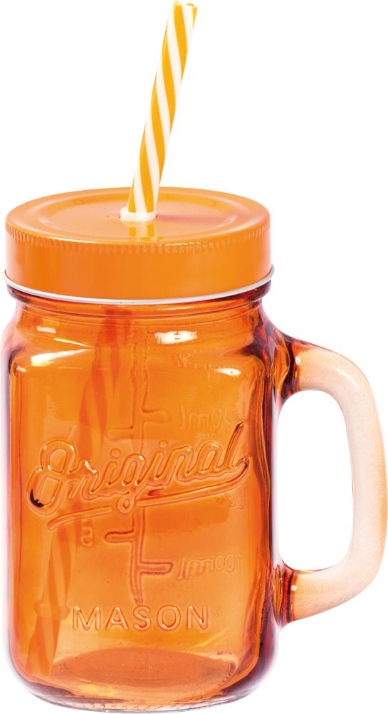 LIBRO_Trinkglas mit Trinkhalm_500 ml_orange_€ 2,49