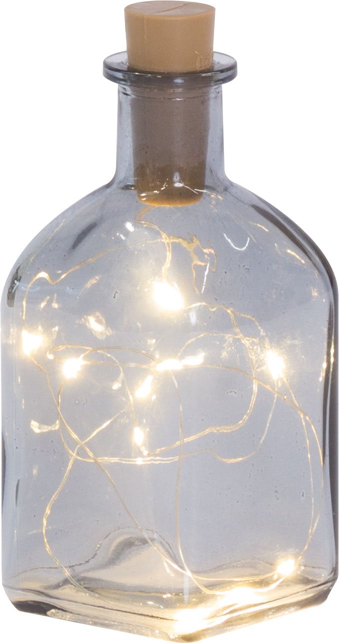 LIBRO_Glasflasche mit LED Lichterkette klein, 15 cm_€ 4,99
