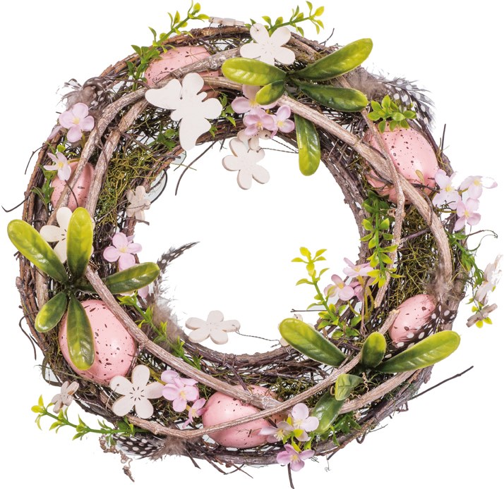 LIBRO_Hängedeko Kranz mit Eier, rosa, 25 cm_€ 12,99