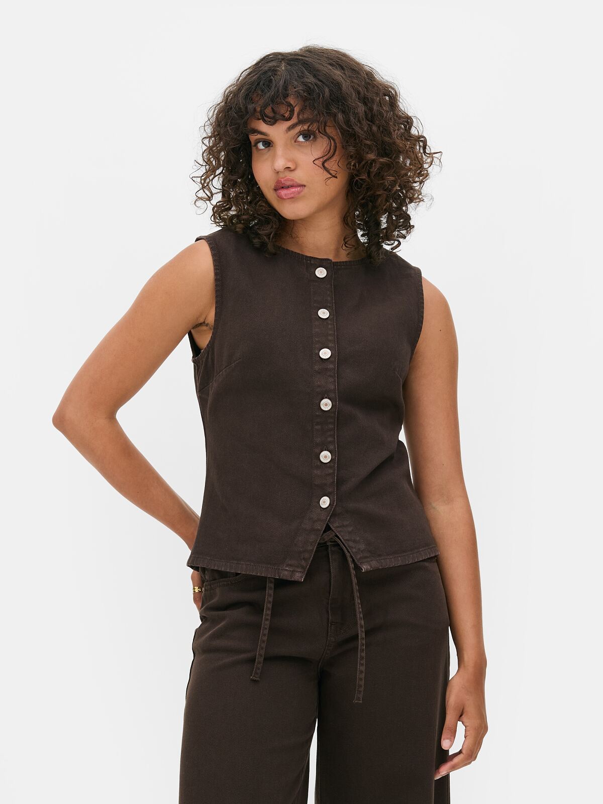 PRIMARK Denim Waistcoat, Brown, £16, €18, �20, RON90, PLN80, CZK470 (2)