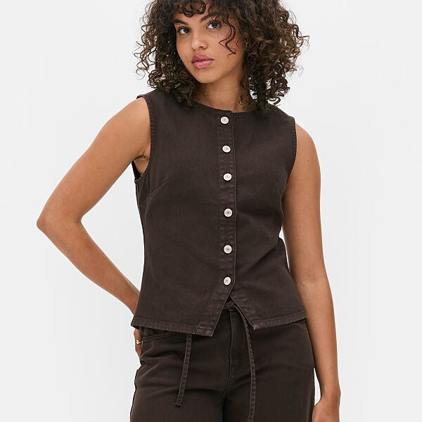 PRIMARK Denim Waistcoat, Brown, £16, €18, �20, RON90, PLN80, CZK470 (2)