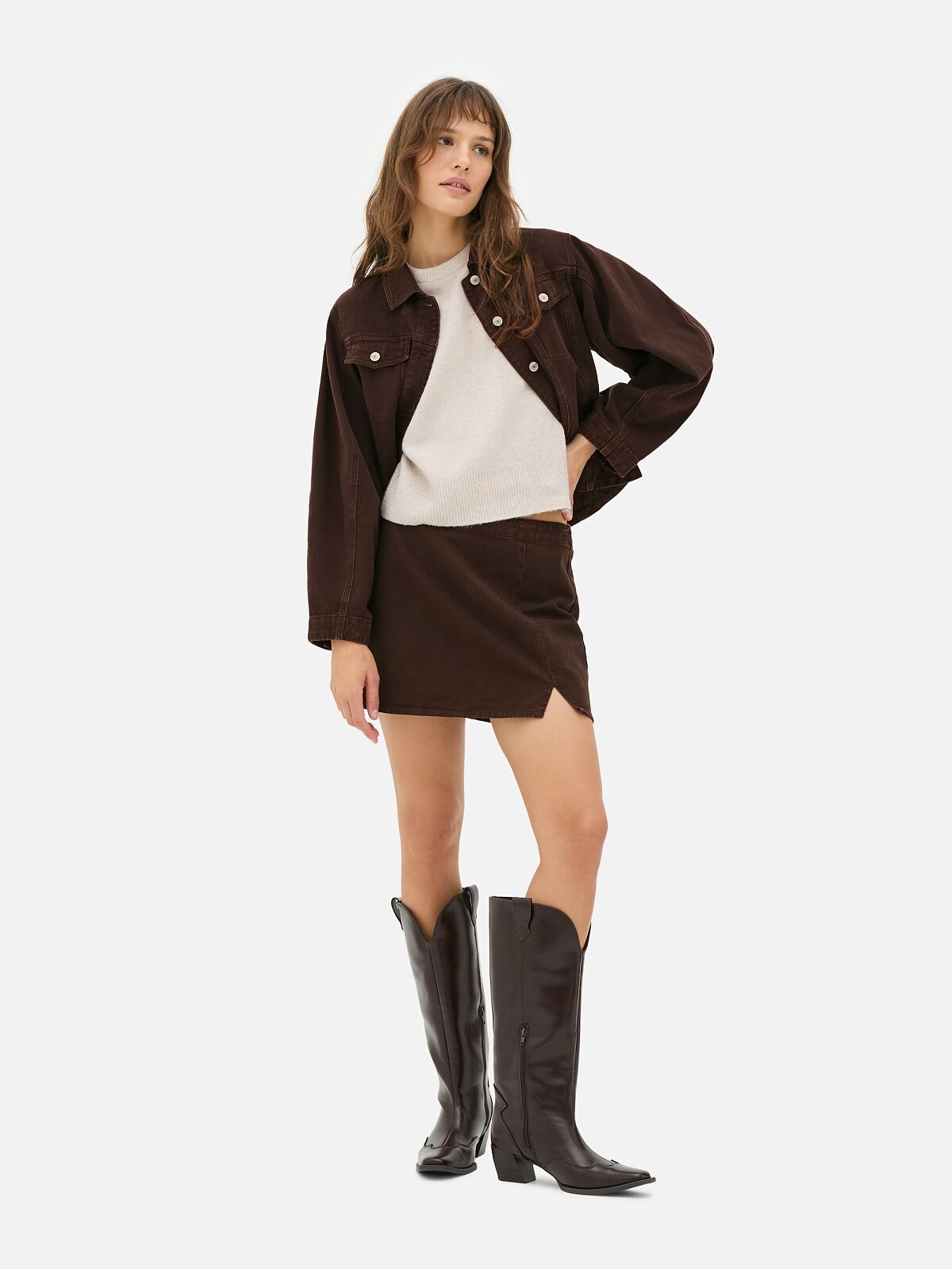 PRIMARK CO Split Mini Skirt, Brown, £12, €14, �16, RON70, PLN60, CZK365 (2)