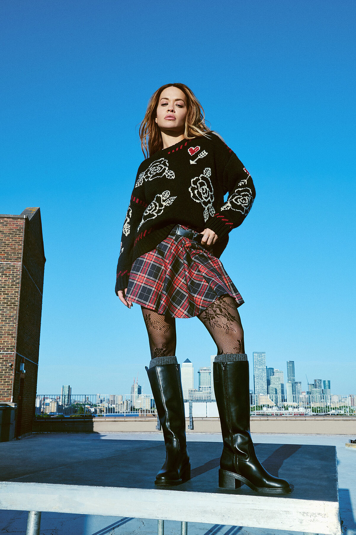 PRIMARK PRESENTS RITA ORA OS Printed Jumper, £19, €20, �22, PLN90, CZK520, RON100, PRIMARK PRESENTS RITA ORA Tartan Kilt Mini Skirt, £16, €18, �20, PLN80, CZK470, RON90