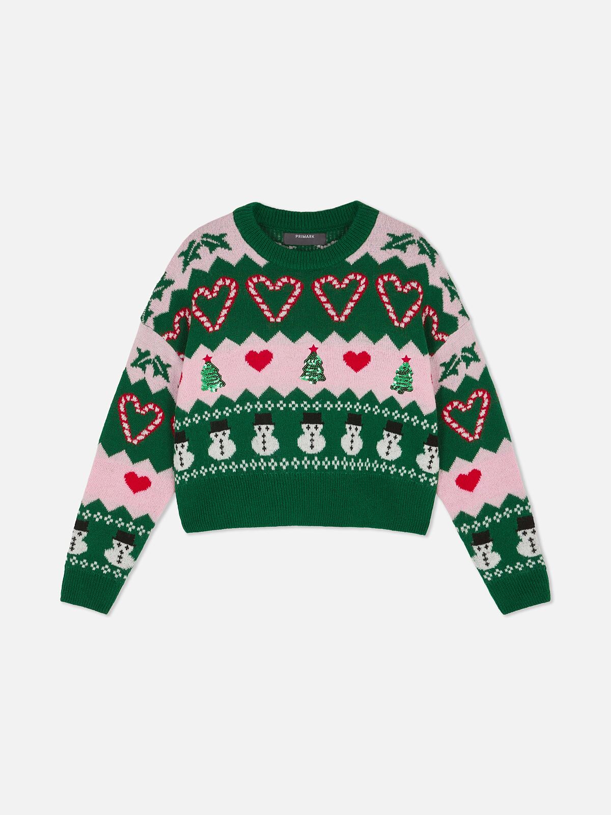 PRIMARK X GREEN SNOWMAN JUMPER £14 €16 �18 415 CZK 70 PLN 80 RON-min