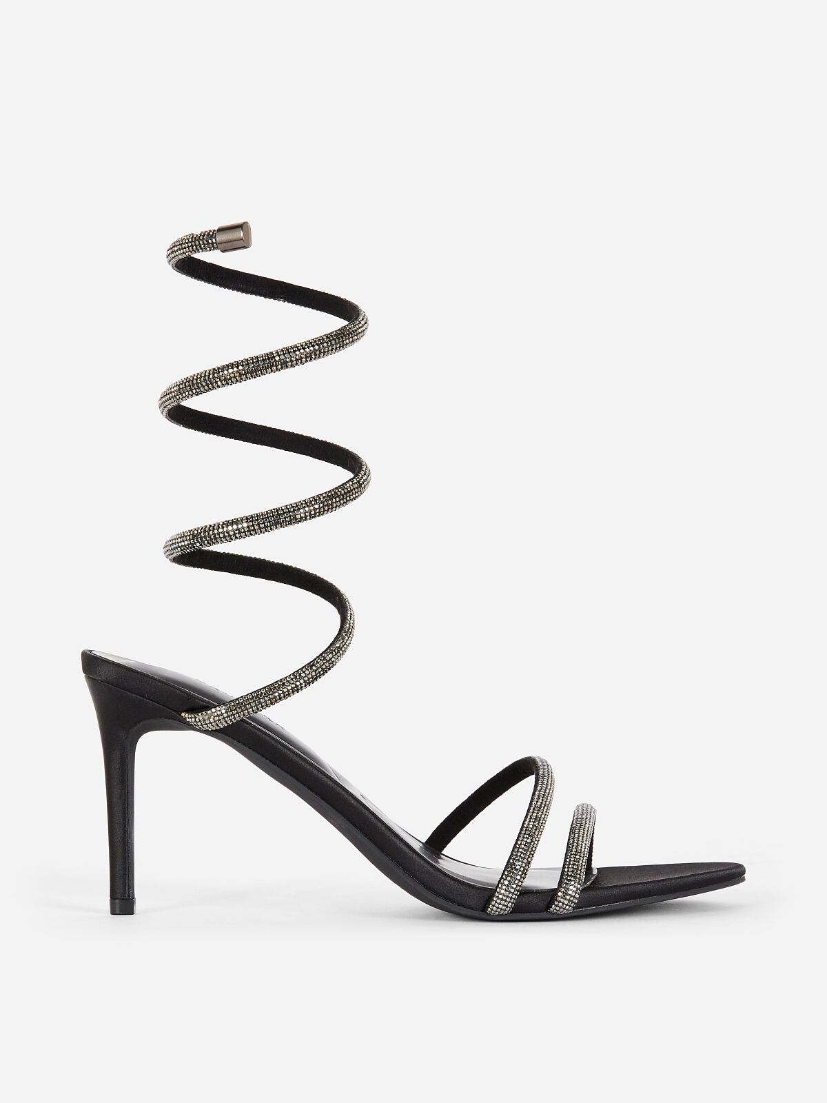 PRIMARK BLACK SPIRAL HOT FIX SANDAL £22 €24 625 CZK 105 PLN 120 RON-min