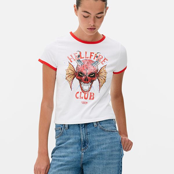 PRIMARK STRANGER THINGS HELLFIRE RINGER TEE White �12, £8, €10, 260CZK, 43PLN, 3800HUF, 50RON-min
