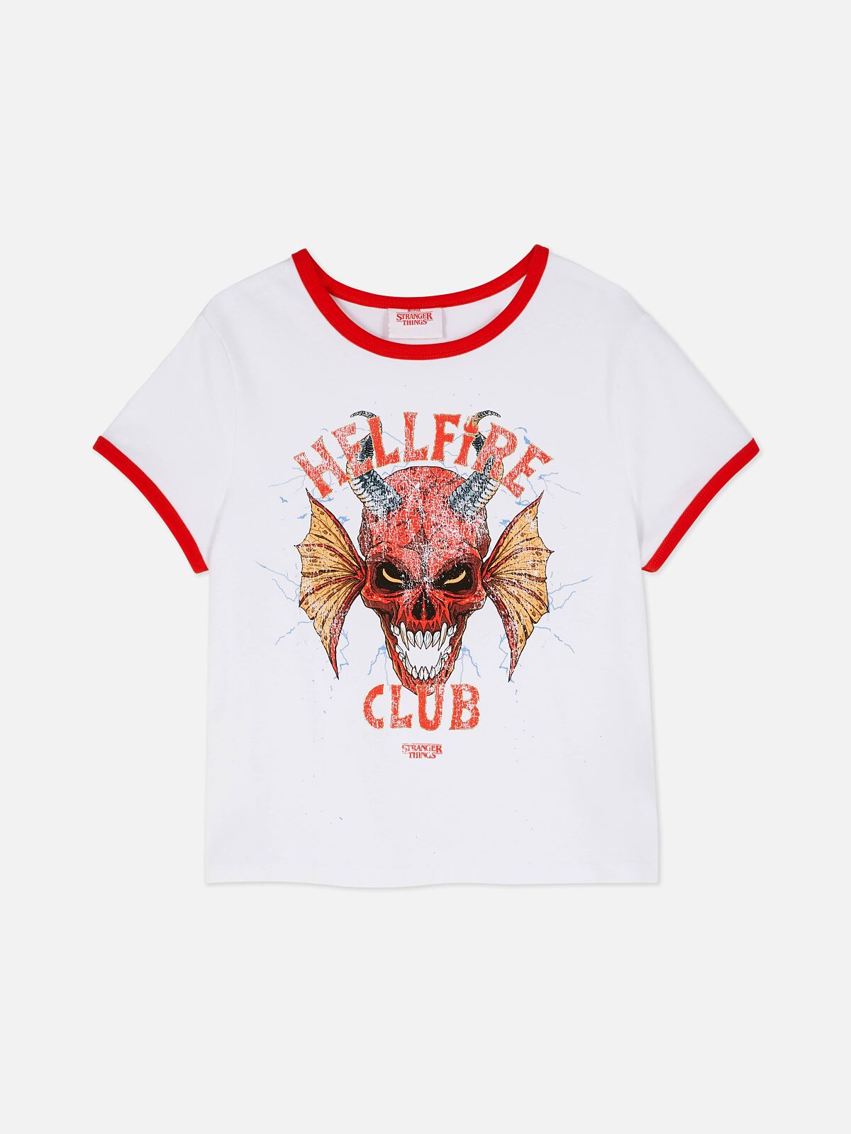 PRIMARK STRANGER THINGS HELLFIRE RINGER TEE White �12, £8, €10, 260CZK, 43PLN, 3800HUF, 50RON (2)-min