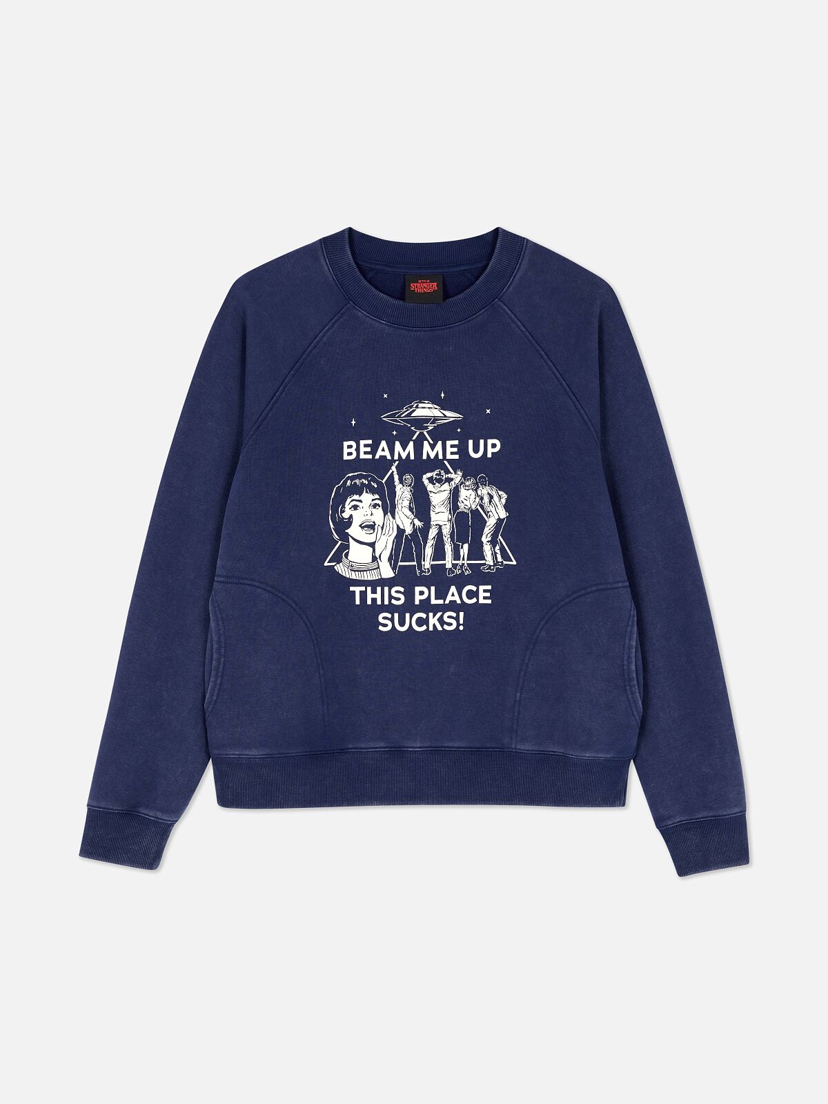 PRIMARK STRANGER THINGS BEAM UP SWEATER Blue �20, £16, €18, 470CZK, 80PLN, 6500HUF, 90RON (2)-min