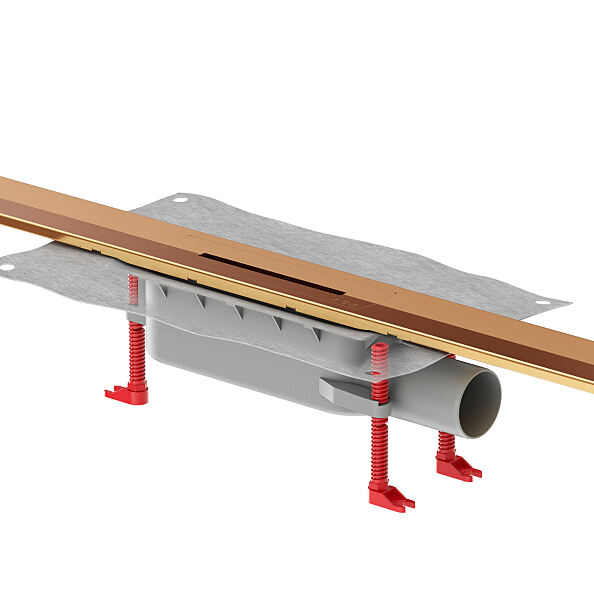 ACO Duschrinne ShowerDrain SE+ Produktbild mit Duschrinnenprofil Kupfer